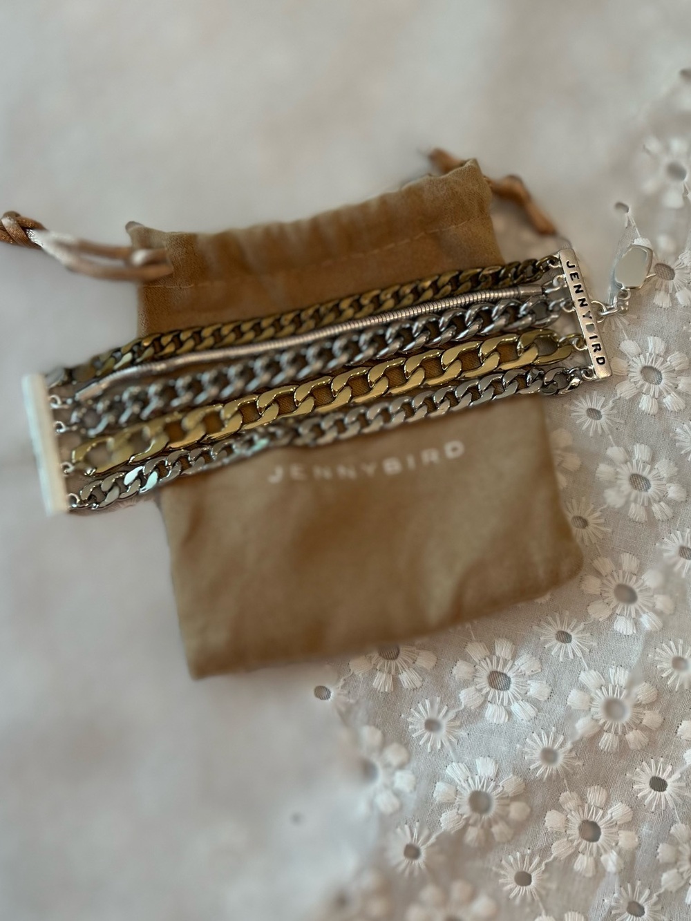 Jenny Bird Austin Cuff Mixed Metal Layered Chain Bracelet Set - Gold & Silver - Picture 2 of 5